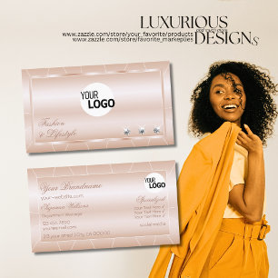 Pastel Ro Coral med diamanter och Logotyp Luxuriou Visitkort