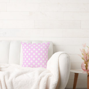 Pastel Ro Färg med stor vit Polka dots Kudde