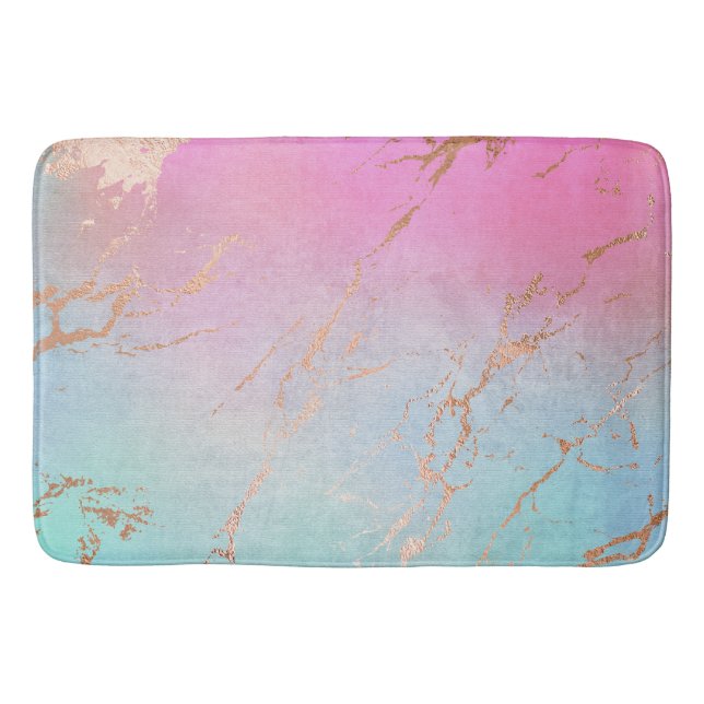 PASTEL RO GULD MARBLE MÖNSTER BATH MAT BADRUMSMATTA (Framsidan)
