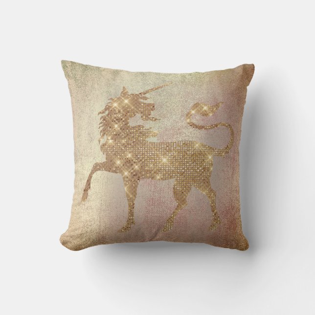 Pastel  Ro Guld Unicorn Painting Copper Kudde (Framsida)