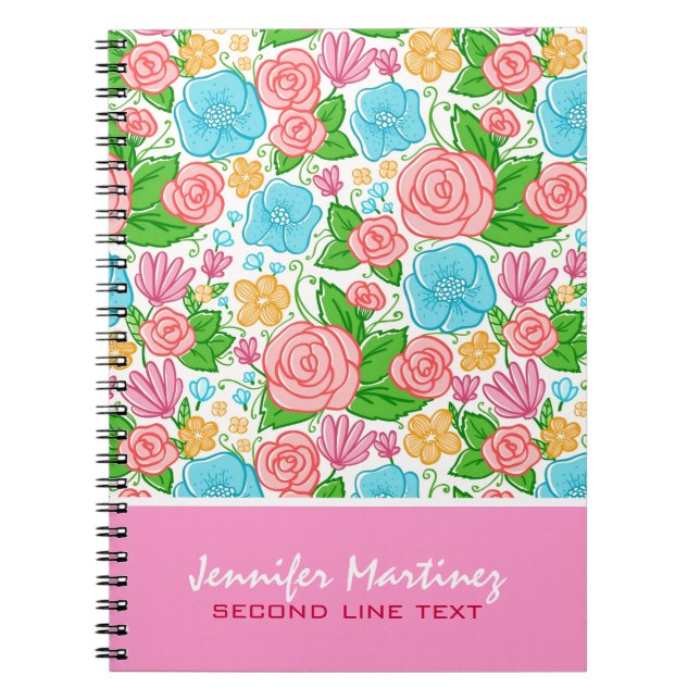 Pastel Ro i Rosa Blue och Beige Monogram Anteckningsbok (Framsidan)