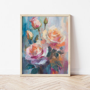 Pastel Ro Modern Abstrakt Blommigt Art Poster