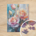 Pastel Ro Modern Abstrakt Blommigt Art Pussel<br><div class="desc">En modern imponerande målning av ro, skapat med texturerade penseldrag i mjuk pastel färg. De delikata skuggorna av rosa, persika och blått blandar harmoniskt, medan det texturerade lagrar lägger till djup och dimension till blommigtens sammansättning. Den här serene biet fångar ro tidlösa skönhet i en contemporary, ett uttryckligt stil, skapar...</div>