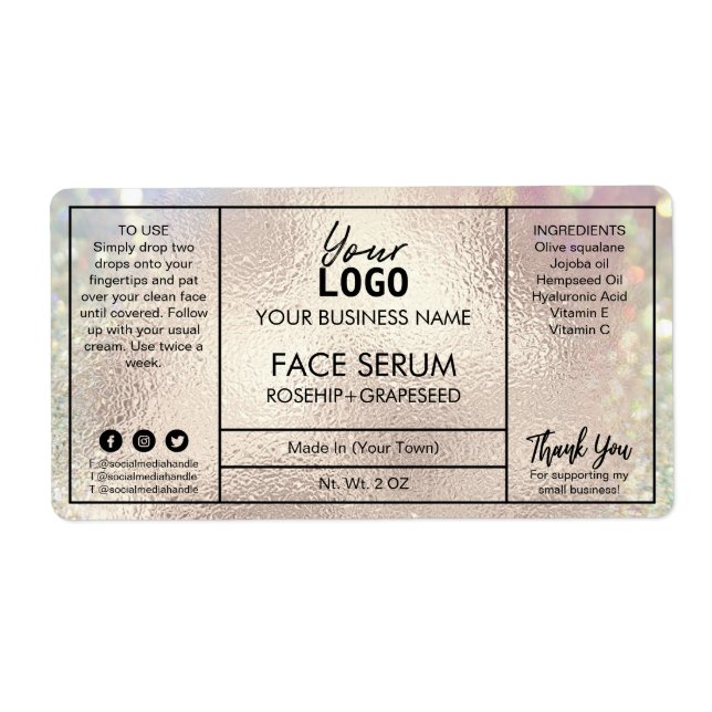 Pastel Ro Modern Ansikte Serum Guld Fraktsedel (Framsidan)