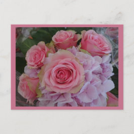 Pastel Ro och Hydrangea Flowers DIY Postcard Vykort
