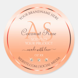 Pastel Ro Salmon Product Labels Jewels Monogram Runt Klistermärke