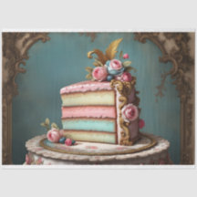 Pastel Rococo Cake Slice 2 Decoupage Papper vävnad