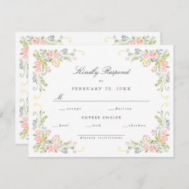 Pastel Rococo Garden Ornate Floral Wedding OSA Kort