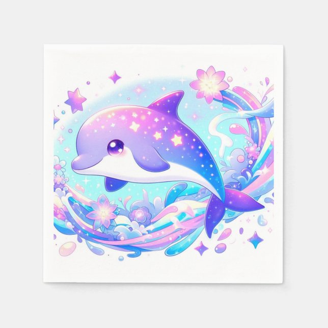 Pastel Roligt Dolphin Baby Shower Pappersservett (Framsidan)