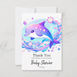 Pastel Roligt Dolphin Baby Shower Tack Kort