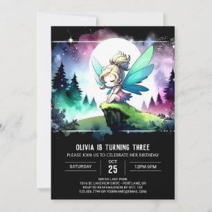 Pastel Roligt Fairy Birthday Inbjudningar