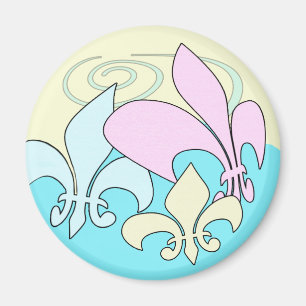 Pastel Roligt Fleur de Lis Magnets Magnet