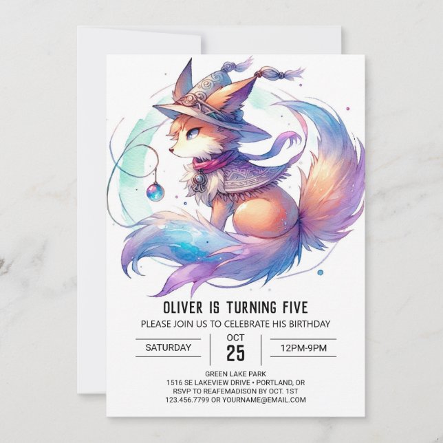 Pastel Roligt Fox Birthday Inbjudningar (Framsida)