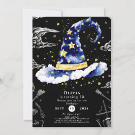 Pastel Roligt Whimsical Wizard Birthday Inbjudningar