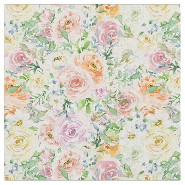 Pastel Romantic Garden Tyg (Närbild)