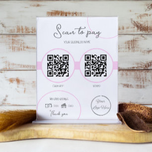 Pastel rosa 2 QR-affärssökning för att betala Poster