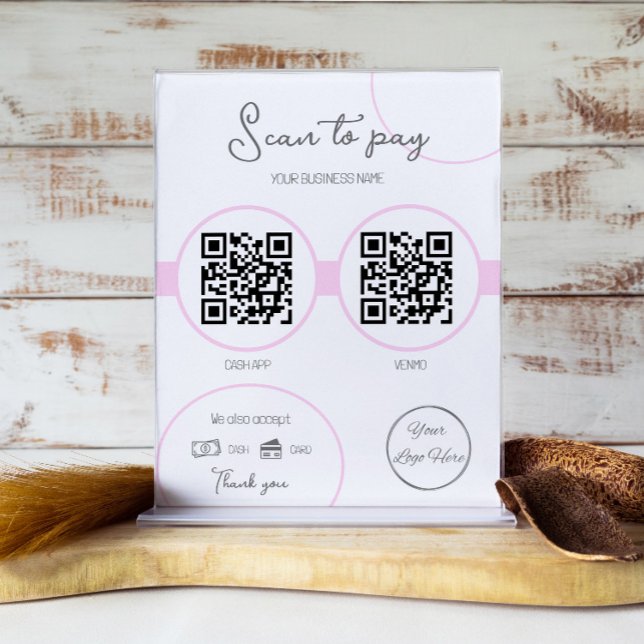 Pastel rosa 2 QR-affärssökning för att betala Poster (Skapare uppladdad)