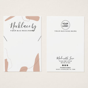 Pastel Rosa Abstrakt Necklace Visning Card Visitkort