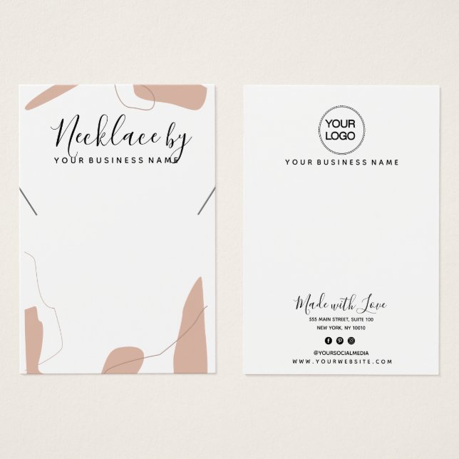 Pastel Rosa Abstrakt Necklace Visning Card Visitkort (Framsida & baksida)