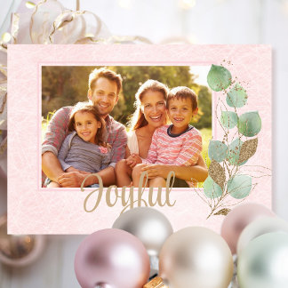 Pastel Rosa Airy Traditional Snyggt Family Photo Kort