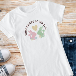 Pastel Rosa and Grönt Bunnies with Heart Anpassnin T Shirt