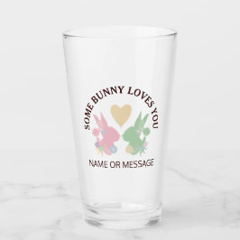 Pastel Rosa and Grönt Bunnies with Heart Glaskopp