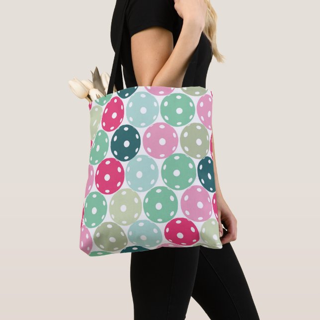 Pastel rosa and grönt Pickleball Tote Bag Tygkasse (Närbild)