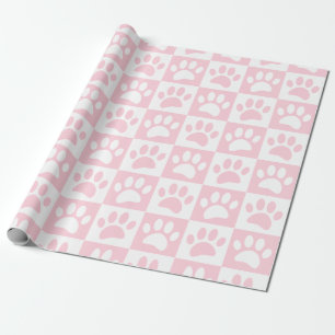 Pastel Rosa and White Hund in Squares Anpassningsb Presentpapper