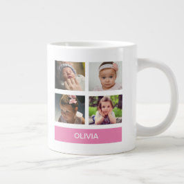 Pastel Rosa Anpassningsbar Foto - Personlig Jumbo Mugg