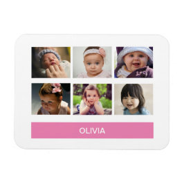 Pastel Rosa Anpassningsbar Photo - Personlig Magnet