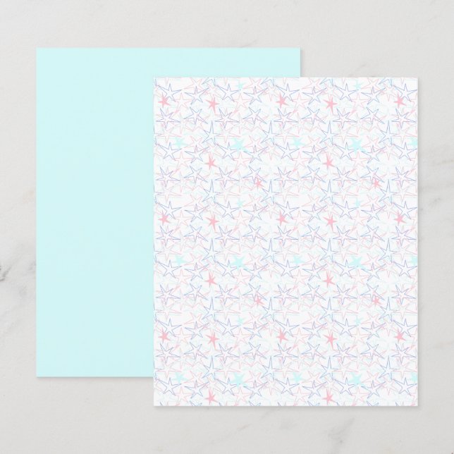 Pastel Rosa Aqua Stars på pappra sprapbok (Fram/baksida)