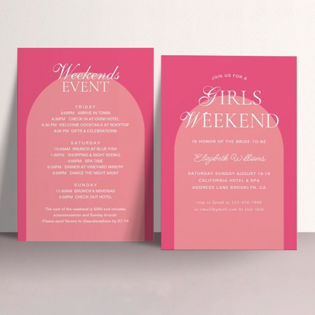 Pastel Rosa Arch Girls Helg Bachelorette Party Inbjudningar (Skapare uppladdad)