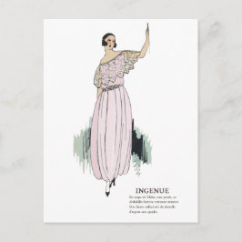 Pastel Rosa Art Deco 1920s Mode Illustration Po Vykort