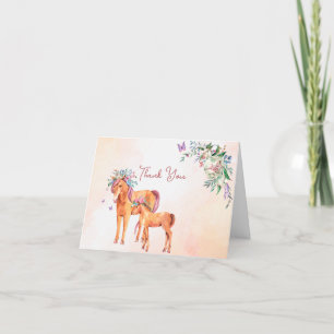 Pastel rosa baby häst med babydusch i mor tack kort