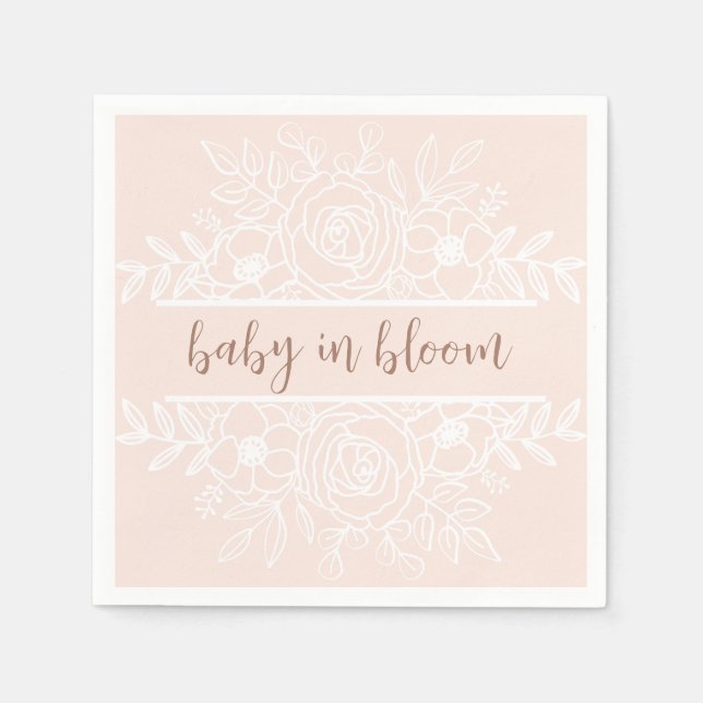 Pastel Rosa Baby i Bloom Napkins Pappersservett (Framsidan)