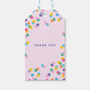 Pastel Rosa Barns födelsedag Tack Confetti Presentetikett