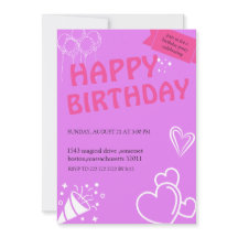 Pastel Rosa Birthday Bliss - inbjudningar