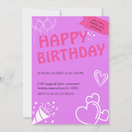 Pastel Rosa Birthday Bliss - inbjudningar