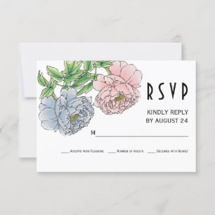 Pastel rosa, Blå päronblommor bröllop OSA Kort