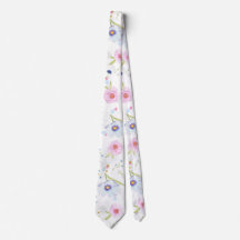 Pastel Rosa & Blåa blommor Neck Tie