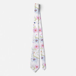 Pastel Rosa & Blåa blommor Neck Tie Slips