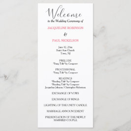 Pastel Rosa Black, Bröllopsprogram Program