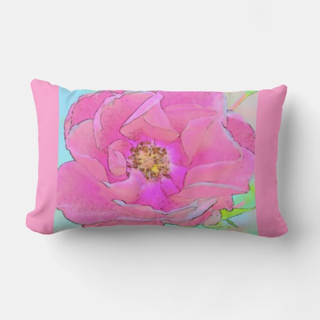 Pastel rosa blomma lumbarkudde (Framsida)