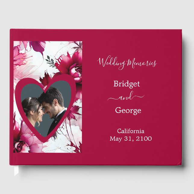 pastel rosa blommigt abstrakt ro-blomma bröllop gästböcker (Framsida)