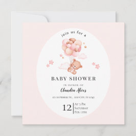 Pastel Rosa Blommigt Baby Shower Card