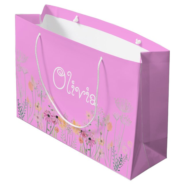 Pastel Rosa Blommigt Baby Shower Gift Bag (Baksidan Vinklad)