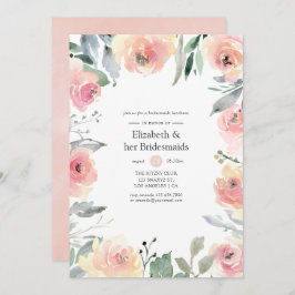 Pastel Rosa Blommigt Bridesmaids Luncheon Inbjudningar