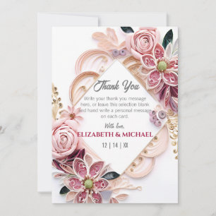 Pastel Rosa Blommigt Bröllop Ram Papper Quilling Tack Kort