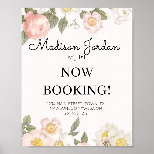 Pastel Rosa Blommigt Business Poster (Framsidan)