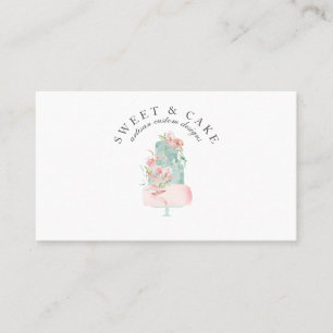 Pastel Rosa Blommigt Cake Bakery Visitkort